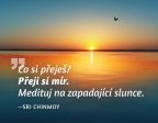 Nejv�t�� obr�zek v�robku kniha Magnet na lednici - Co si p�eje�? P�eji si m�r. Medituj na zapadaj�c� slunce. Chinmoy Sri
